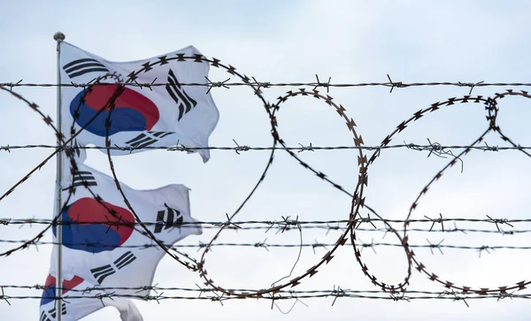 Корейська Демілітаризована Зона Прапор Південної Кореї Країни Ради — стокове фото