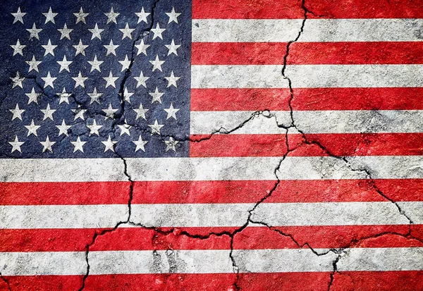 Grunge Flagge Der Usa Auf Rissiger Oberfläche Als Hintergrund — Stockfoto