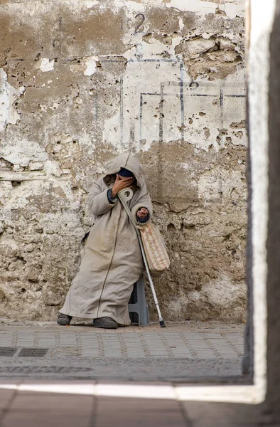 Mendigo Pobre Idoso Homem Uma Rua Marrocos — Fotografia de Stock