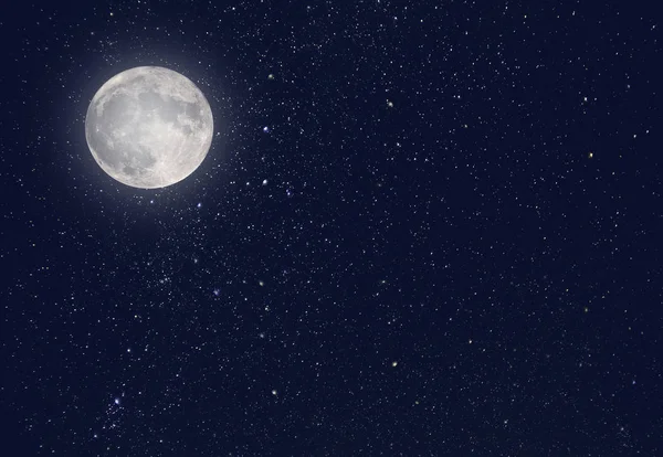 Lua Noturna Céu Sombrio Com Universo Estrelas Como Fundo Textura — Fotografia de Stock