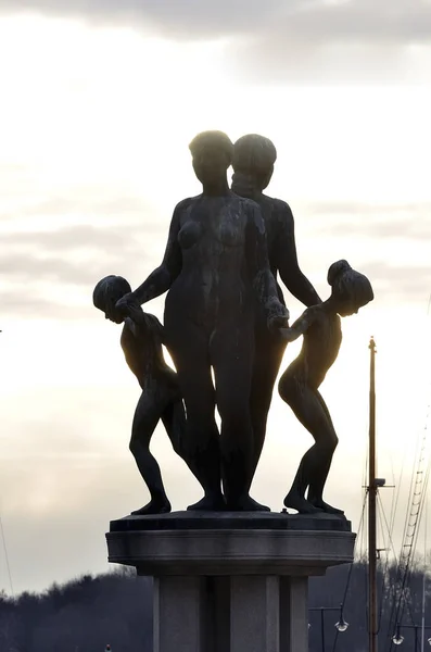 Monumento Bronce Oslo Ciudad Paisaje Noruega — Foto de Stock