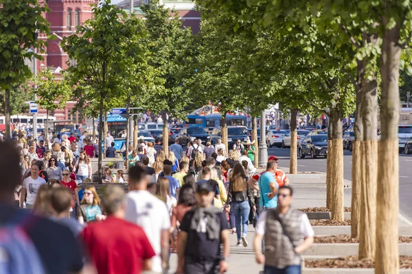 Moscow Jun Rua Tverskaya Hora Verão Moscou Dia Junho 2018 — Fotografia de Stock