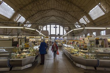 Riga - Oct 08: Merkez iç pazar Riga'da 08 Ekim. 2018 yılında Letonya