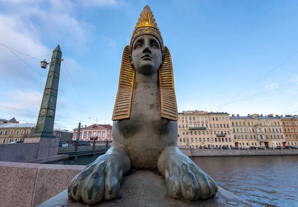 Ägyptische Brücke Mit Sphinx Petersburg Russland — Stockfoto