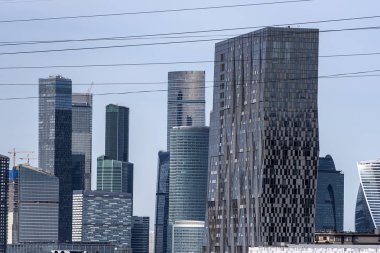 Moscow City modern bölümü Moskova Rusya arka plan olarak