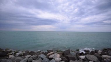 Rusya, fırtına öncesi Karadeniz, Soçi 'de Karadeniz üzerinde bulutlar, Adler