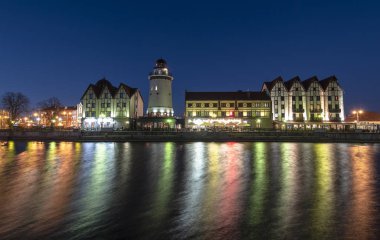 Rusya Balıkçılık Köyü Kaliningrad merkezi Bölümü Amazing Night View - Kaliningrad tarihi District