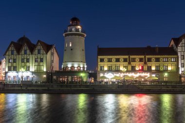 Rusya Balıkçılık Köyü Kaliningrad merkezi Bölümü Amazing Night View - Kaliningrad tarihi District