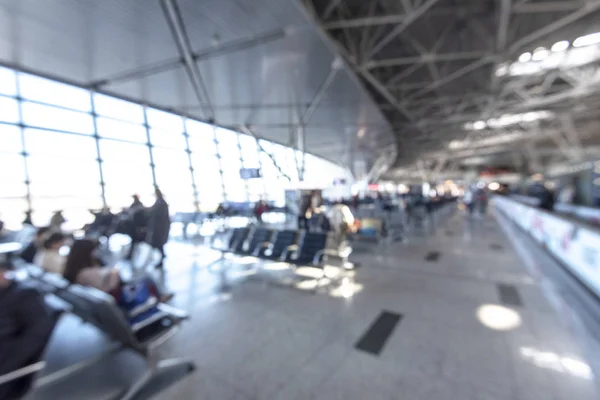 Imagem Turva Interior Aeroporto Terminal Passageiros Desfocado Como Fundo — Fotografia de Stock