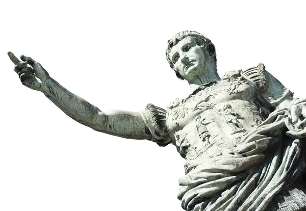 Antica Statua Giulio Cesare Italia Isolata Sfondo Bianco — Foto Stock