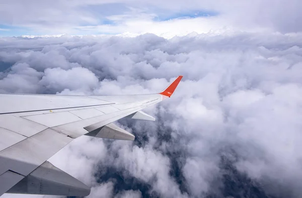 Ala Avión Sobre Nubes Cielo — Foto de Stock