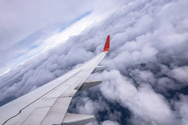 Ala Avión Sobre Nubes Cielo — Foto de Stock