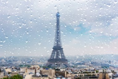 Paris şiddetli Yağmur sırasında, Paris'te Gün yağmur, pencereye Damlalar 
