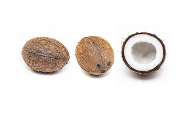 Hindistan cevizi arka planda izole-set