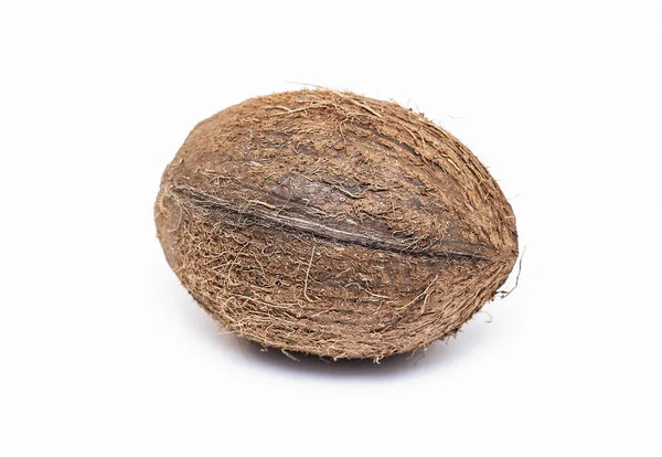 Real Coconut Isolerad Vit Bakgrund — Stockfoto