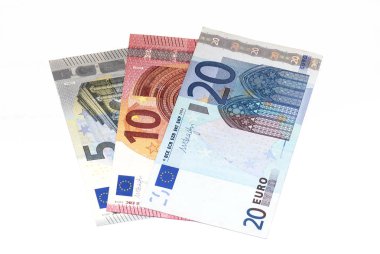 5, 10, 20 Euro Banknotes beyaz Arka Plan izole 