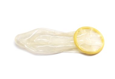 Beyaz Arka Plan izole Kullanılan Prezervatif, güvenli Seks hakkında kavram Resim