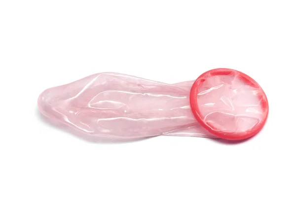 Gebruikt Condoom Geïsoleerd Witte Achtergrond Concept Foto Veilige Seks — Stockfoto