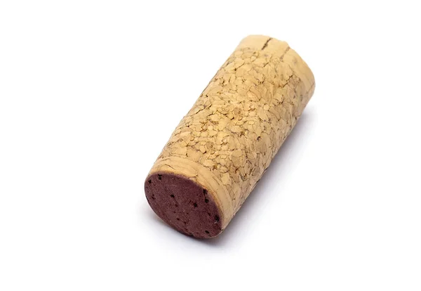 Nejlepší Pohled Dřevěné Korkové Víno Cork Izolované Bílém Pozadí — Stock fotografie