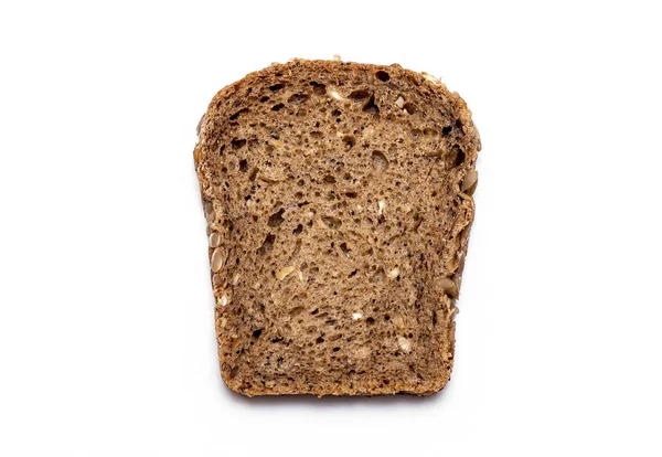 Top View Slice Multi Grain Brown Bread Isolated White Background — Stock Photo, Image