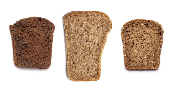 Top View Slices Multi Grain Brown Bread Isolated White Background — Stock Photo, Image