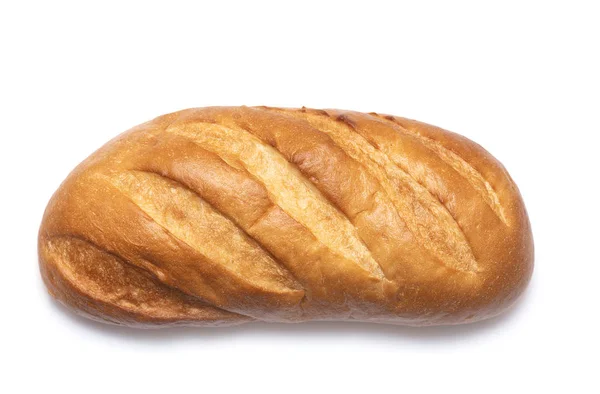 Biały Chleb Loaf Całość Odizolowana Białym Tle — Zdjęcie stockowe