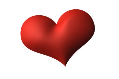 Sadece 3d kırmızı Kalp, beyaz Arka Plan izole illüstrasyon