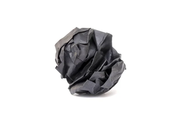 Papel Negro Real Arrugado Como Bola Textura Papel Arrugado Aislado — Foto de Stock