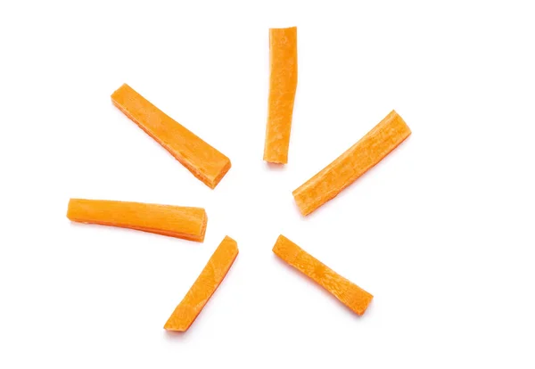 Carrot Sticks Raw Carrot Slices Isolated White Background — Stock Photo, Image