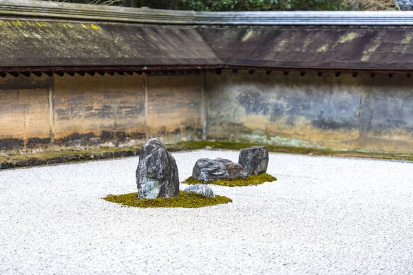 Kyoto Jan Zen Rock Garden Nel Tempio Ryoanji Kyoto Gennaio — Foto Stock