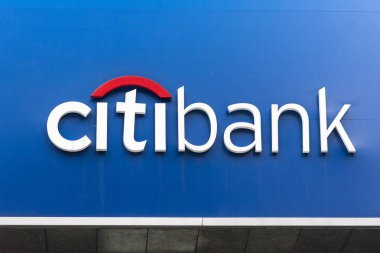 New York - Ekim 02: Citibank 'in dış kısmı ve 2 Ekim' de Ny 'de imza. 2016 Usa 'da