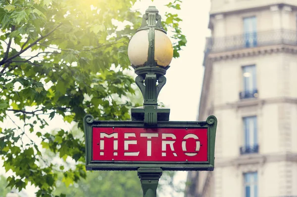 Paris May Retro Red Subway Sign Paris May 2017 France — Stock Photo, Image