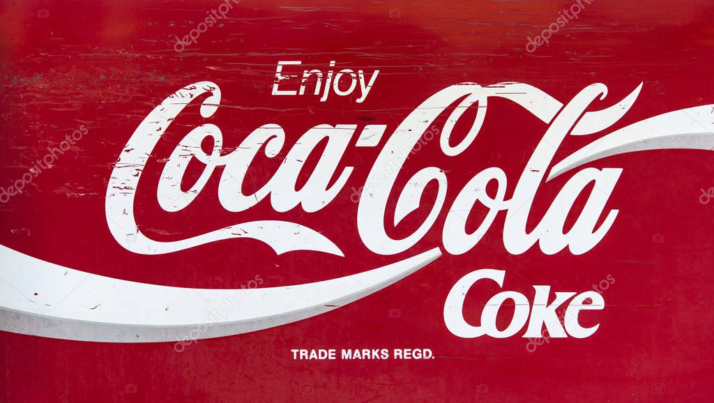NEW-YORK - JAN 05: Vintage Coca-Cola logo on the wall in New-York on January 05. 2017 in USA
