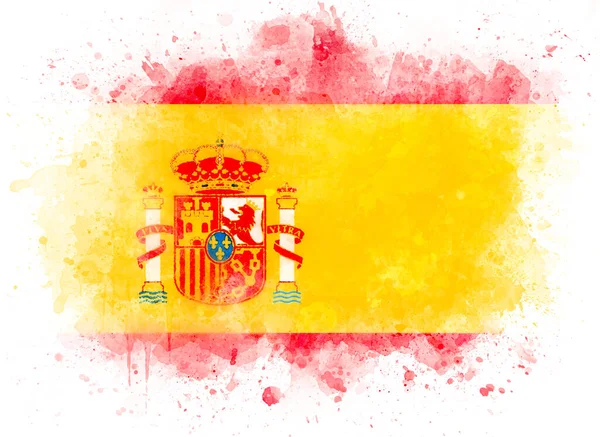 Illustration of Spanish flag. Flag of Spain on white paper as watercolor