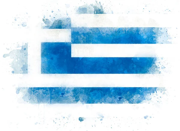 Εικόνα Ελληνική Σημαία Σημαία Της Ελλάδας Έντυπη Μορφή Ακουαρέλα — Φωτογραφία Αρχείου