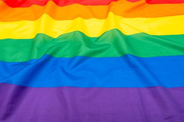 LGBT gökkuşağı bayrağı, kumaş gay, arka plan veya doku olarak lezbiyen bayrağı