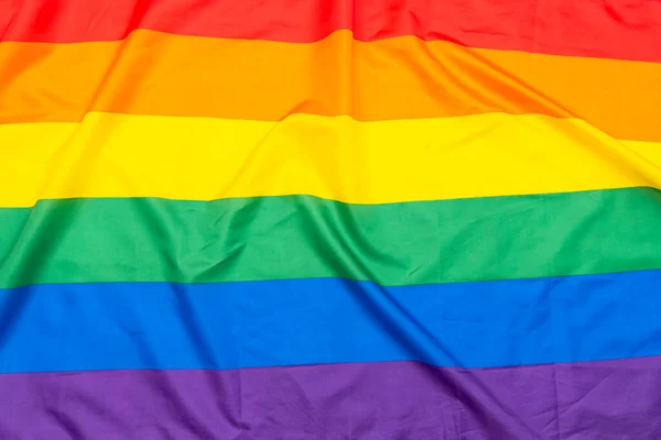 Bandeira Lgbt Arco Íris Tecido Gay Bandeira Lésbica Como Fundo — Fotografia de Stock