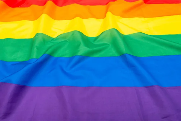 Bandeira Lgbt Arco Íris Tecido Gay Bandeira Lésbica Como Fundo — Fotografia de Stock