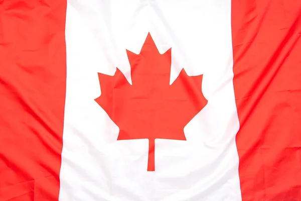 背景或纹理的加拿大真面料国旗 顶视图 加拿大国旗 — 图库照片