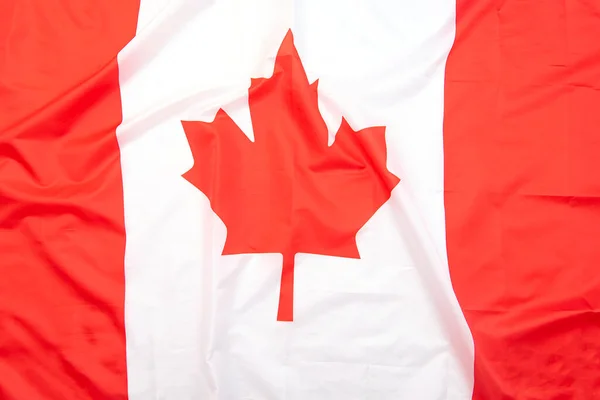 Πραγματική Σημαία Ύφασμα Του Καναδά Φόντο Υφή Κορυφαία Άποψη Σημαία — Φωτογραφία Αρχείου