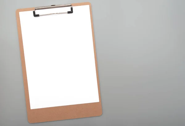 Papier Klembord Met Schoon Wit Blanco Papier Voor Tekst Ideeën — Stockfoto