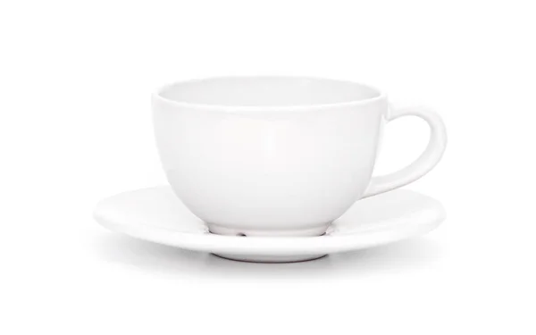白色瓷杯或杯子 装有在白色背景上隔离的碗 — 图库照片