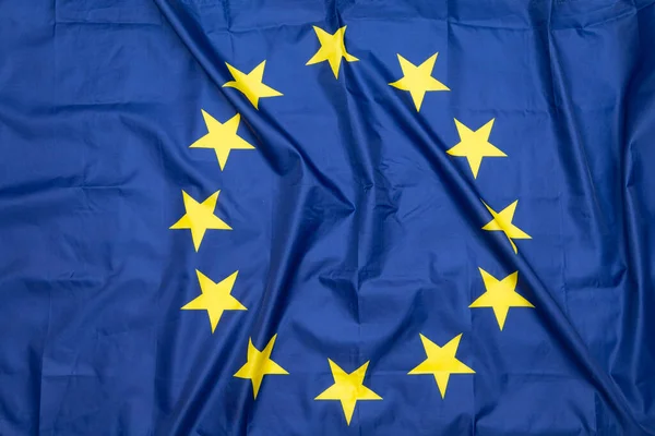 Натуральная Ткань Смяла Флаг Европейского Союза — стоковое фото