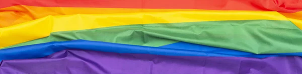 Imagem Longa Bandeira Têxtil Arco Íris Bandeira Lgbt Tecido Gay — Fotografia de Stock