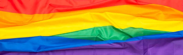 Imagem Longa Bandeira Têxtil Arco Íris Bandeira Lgbt Tecido Gay — Fotografia de Stock