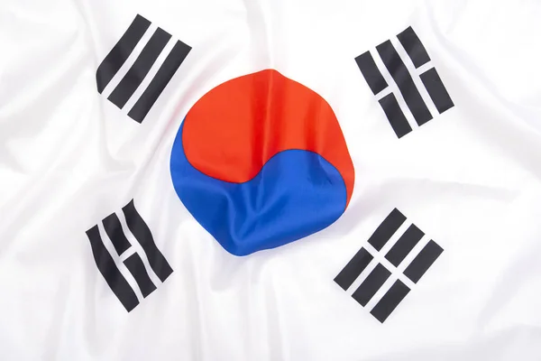 Güney Kore Nin Doğal Kumaş Bayrağı — Stok fotoğraf