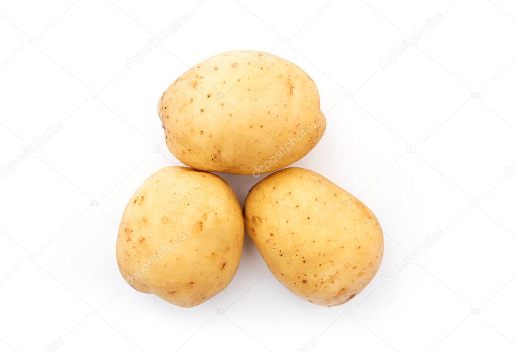 Raw potatoes isolated on white