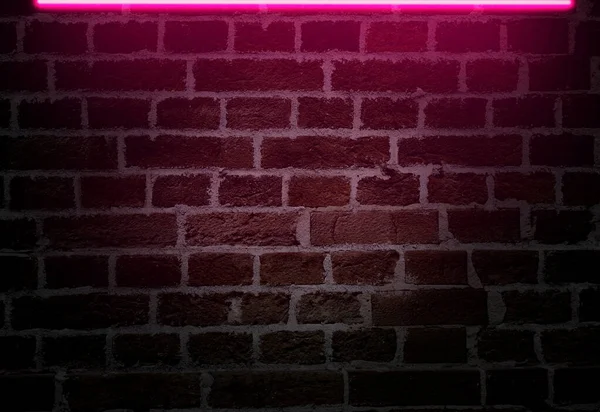 Ściana Murowana Różowym Neonem Celów Reklamowych — Zdjęcie stockowe