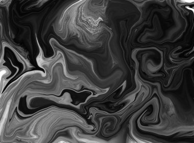 Siyah ve beyaz yağlı boya karışımı, soyut doku veya arkaplan