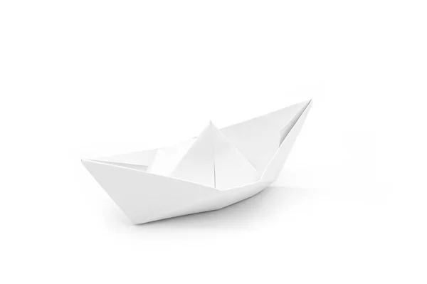 Paper Ship Origami Isolated White Concept Idea — Stock Photo, Image